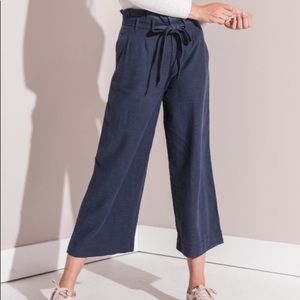 Rag Poets Pleated Gaucho Wide Leg Linen Pant - 28